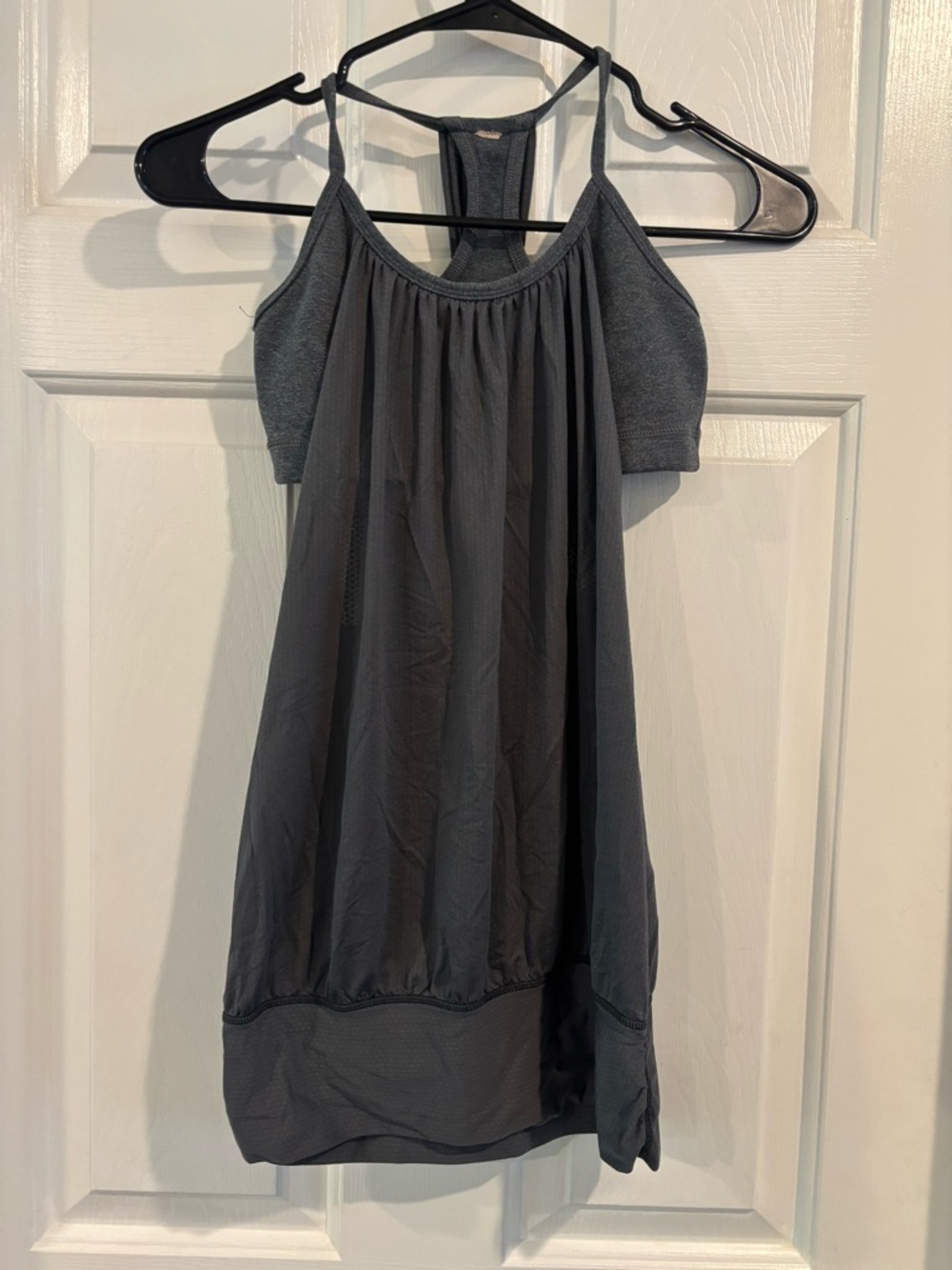 Lululemon Charcoal Layered Sheer Workout Tank